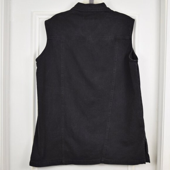 Venezia Jeans Denim Dress Women 18 Black Button Up Y2K LBD Goth Punk Rock Hippie - Picture 2 of 11